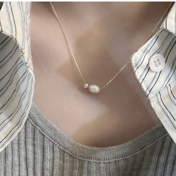 Baroque Cultured Freshwater Pearls 925 Silver Necklace with silver beads