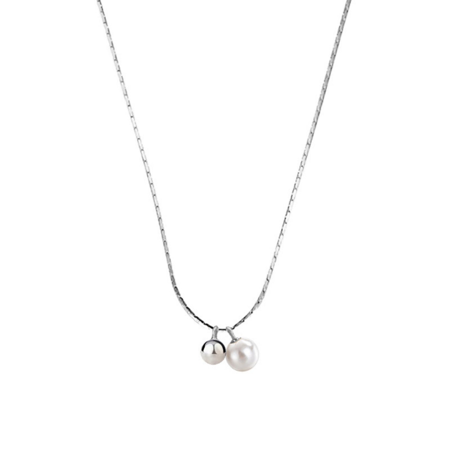 925 Silver Necklace Round Cultured Freshwater Pearls with silver beads