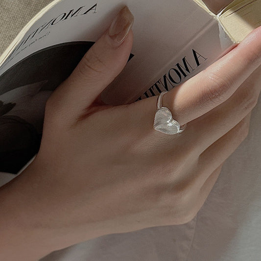 Adjustable 925 Sterling Silver Heart Ring
