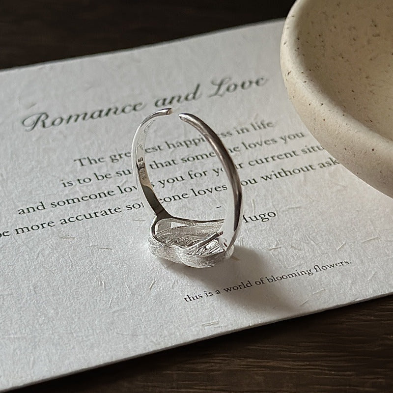 Adjustable 925 Sterling Silver Heart Ring