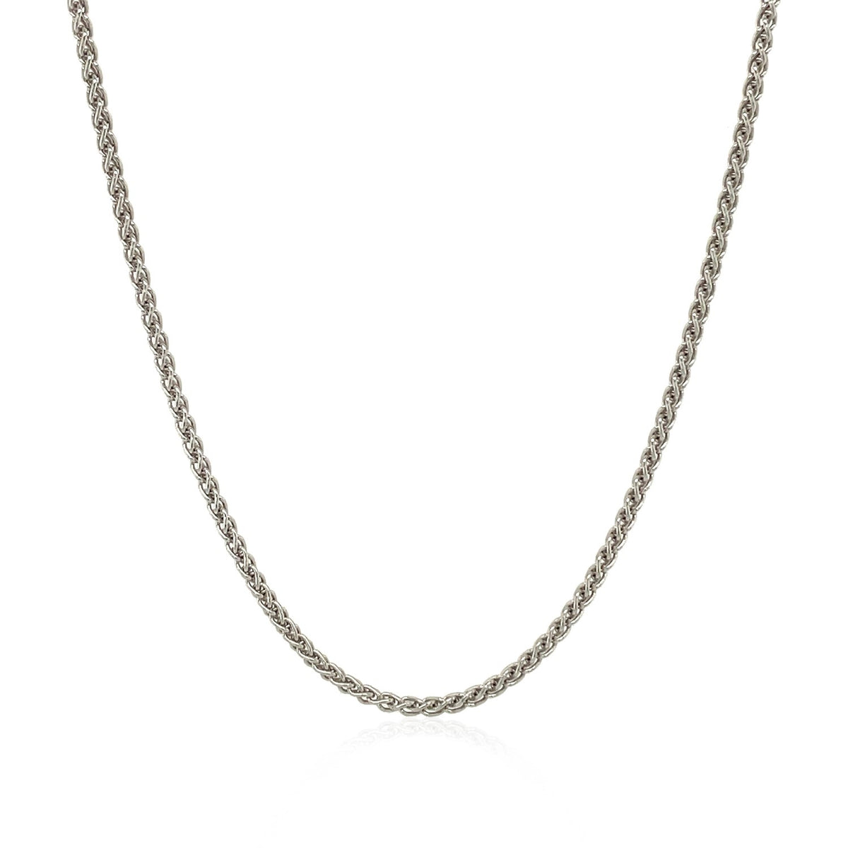 Sterling Silver Rhodium Plated Wheat Chain (1.30 mm)