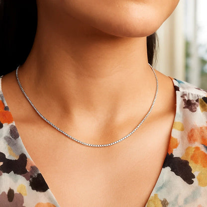 Sterling Silver Rhodium Plated Box Chain (0.70 mm)