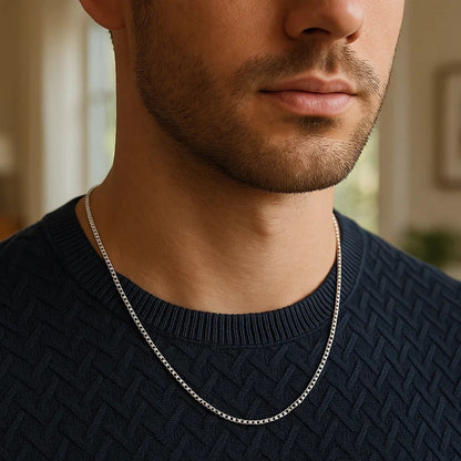 Sterling Silver Rhodium Plated Box Chain (1.10 mm)