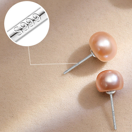 Light Purple/Lavender Cultured Freshwater Pearl Stud Earrings in 999 Silver Hypoallergenic and Gentle on Sensitive Skin